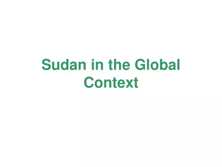 sudan in the global context