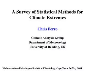 A Survey of Statistical Methods for Climate Extremes