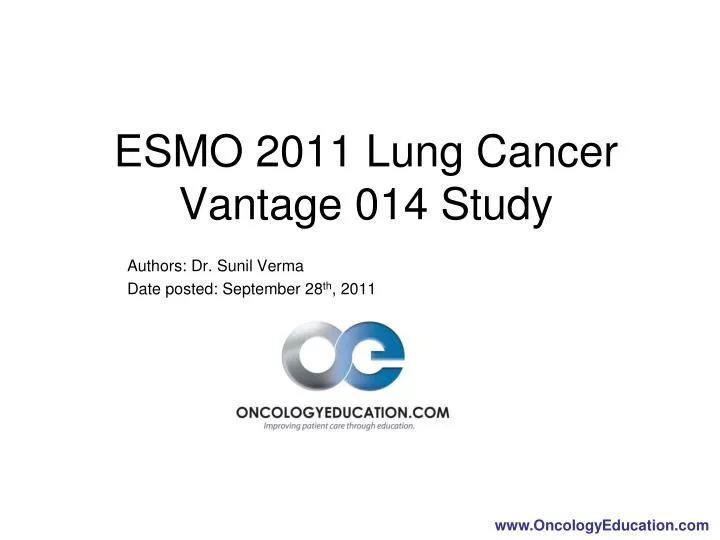 esmo 2011 lung cancer vantage 014 study