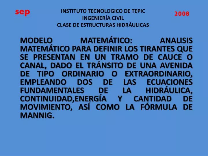 instituto tecnologico de tepic ingenier a civil clase de estructuras hidr ulicas