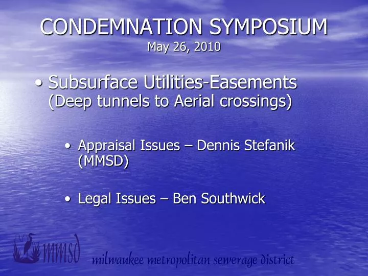 condemnation symposium may 26 2010