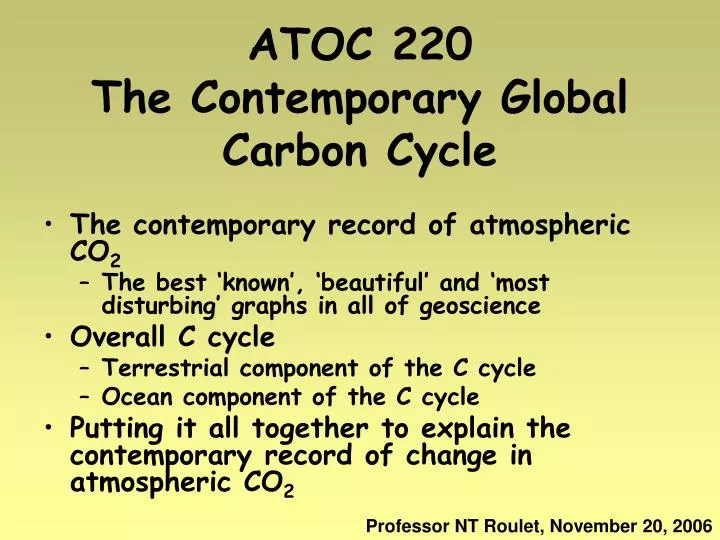atoc 220 the contemporary global carbon cycle