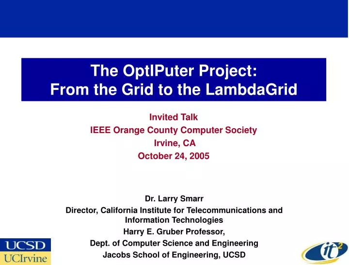 the optiputer project from the grid to the lambdagrid