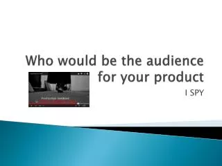 Who would be the audience for your product