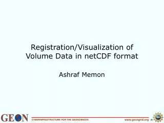 Registration/Visualization of Volume Data in netCDF format