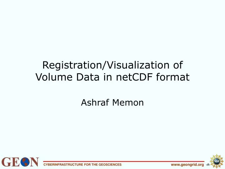 registration visualization of volume data in netcdf format