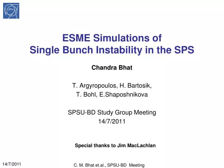esme simulations of single bunch instability in the sps