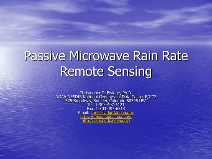 passive microwave rain rate remote sensing