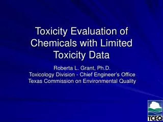 Toxicity Evaluation of Chemicals with Limited Toxicity Data