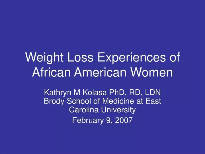 weight loss experiences of african american women