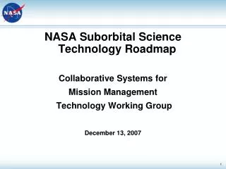 NASA Suborbital Science Technology Roadmap Collaborative Systems for Mission Management