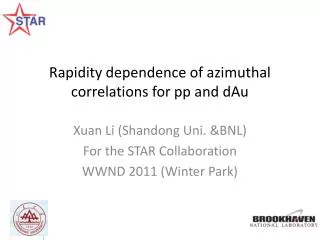 Rapidity dependence of azimuthal correlations for pp and dAu