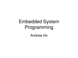 Embedded System Programming