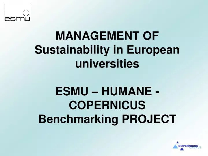 management of sustainability in european universities esmu humane copernicus benchmarking project