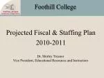 Foothill College Projected Fiscal and Staffing Plan 2010-2011 - slide 1