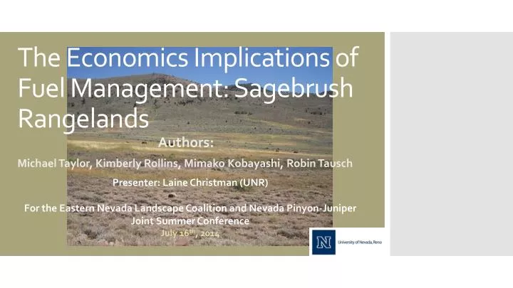 the economics implications of fuel management sagebrush rangelands