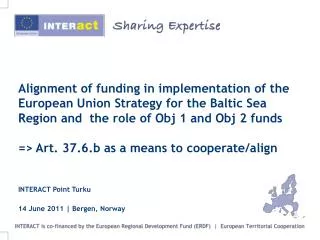 Workshop: Alignment of funding in implementation of the EUSBSR