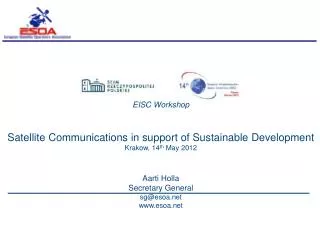 EISC Workshop Satellite Communications in support of Sustainable Development