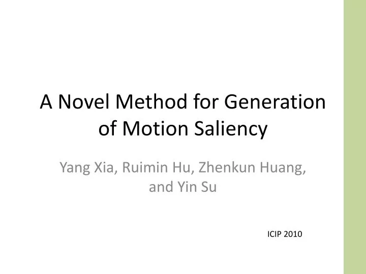 a novel method for generation of motion saliency