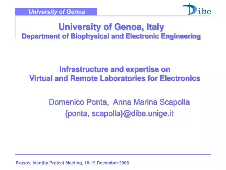 university of genoa italy department of biophysical and electronic engineering