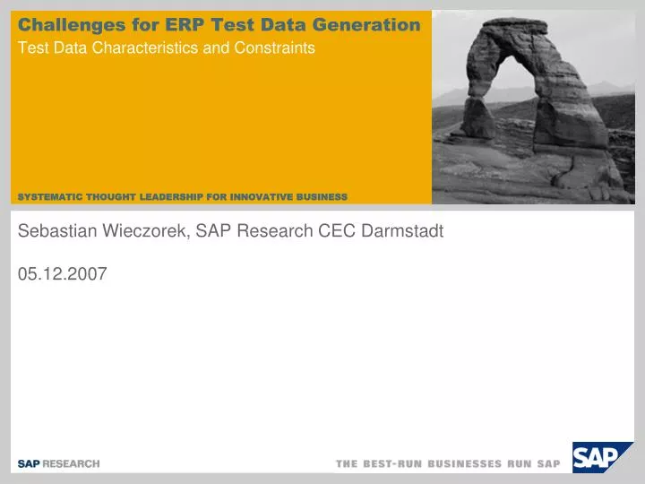 challenges for erp test data generation test data characteristics and constraints