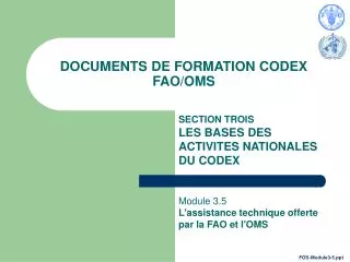 documents de formation codex fao oms