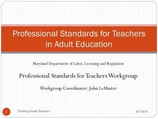 Professional Standards for Teachers in Adult Education