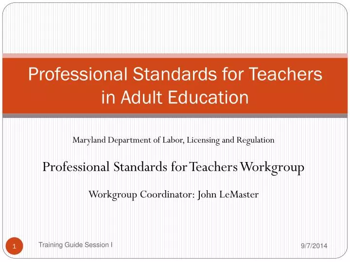 professional standards for teachers in adult education