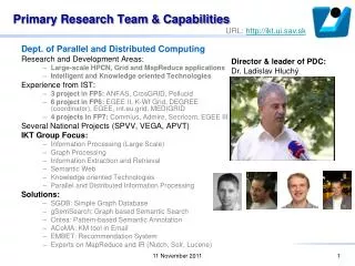 Primary Research Team &amp; Capabilities