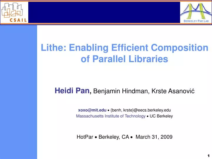 lithe enabling efficient composition of parallel libraries