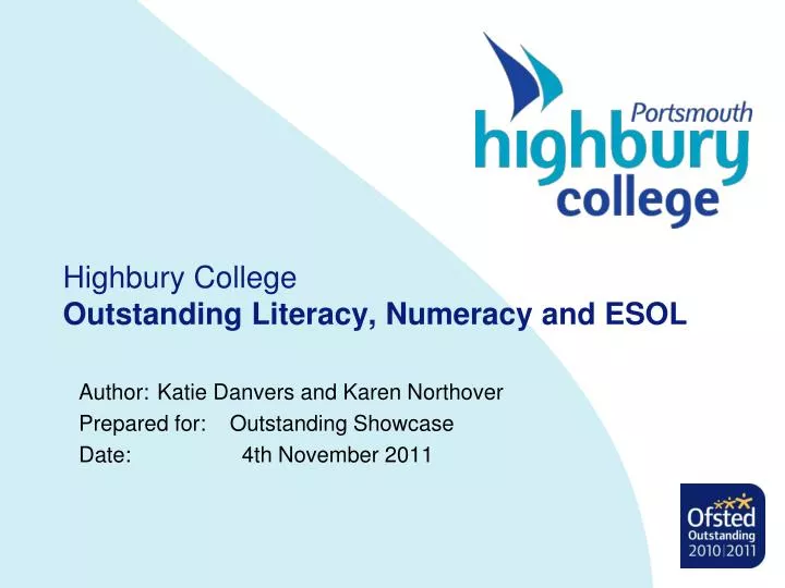 highbury college outstanding literacy numeracy and esol