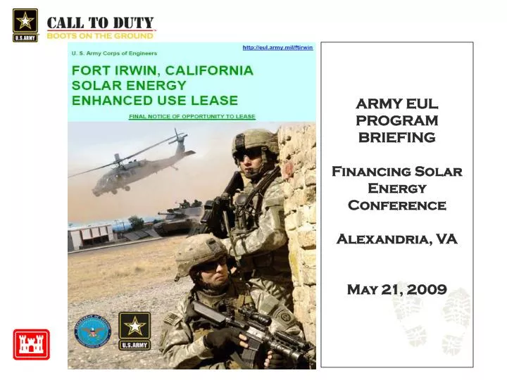 army eul program briefing financing solar energy conference alexandria va may 21 2009