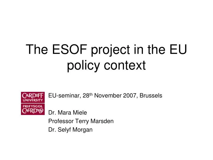 the esof project in the eu policy context