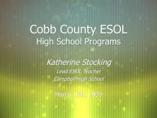 Cobb County ESOL High School Programs