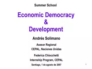Economic Democracy &amp; Development