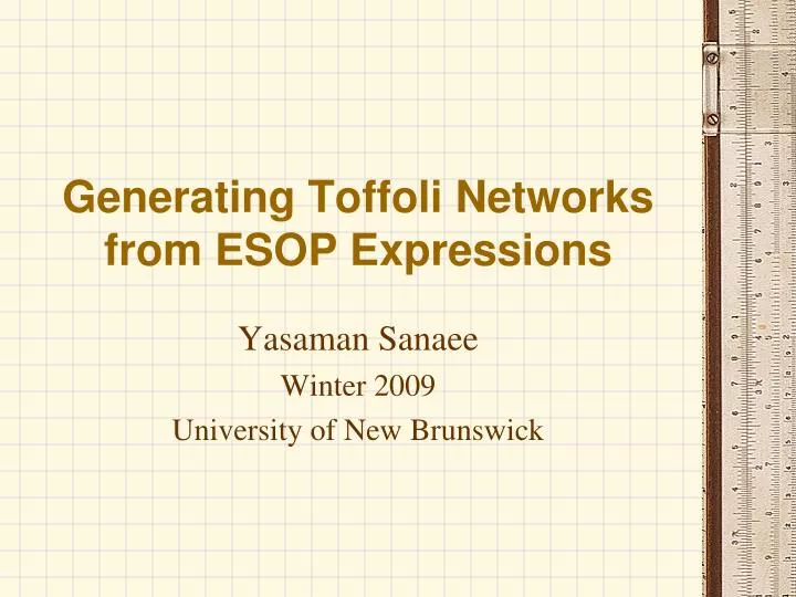 generating toffoli networks from esop expressions