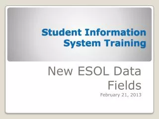 Student Information System Training