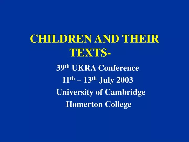 children and their texts