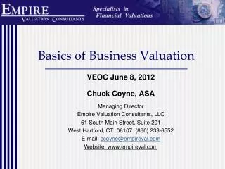 Basics of Business Valuation