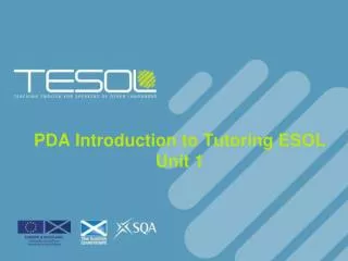 PDA Introduction to Tutoring ESOL Unit 1