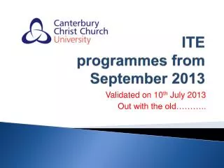 ITE programmes from September 2013