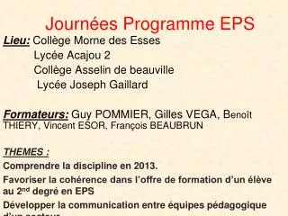 Journées Programme EPS