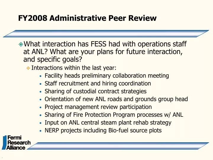 fy2008 administrative peer review