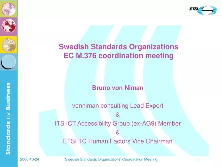 swedish standards organizations ec m 376 coordination meeting