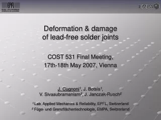 Deformation &amp; damage of lead-free solder joints