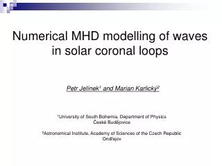 Numerical MHD modelling of waves in solar coronal loops