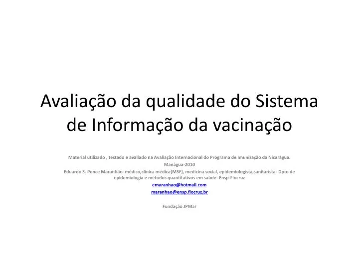 avalia o da qualidade do sistema de informa o da vacina o