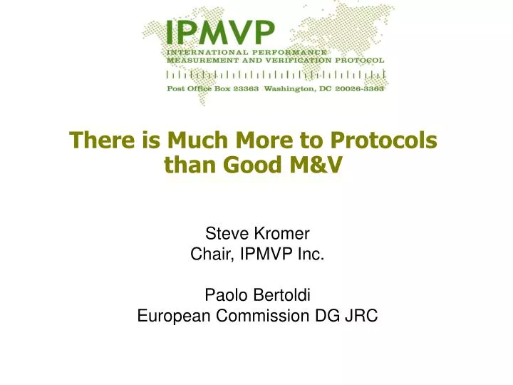 there is much more to protocols than good m v