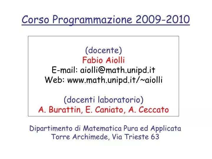 corso programmazione 2009 2010