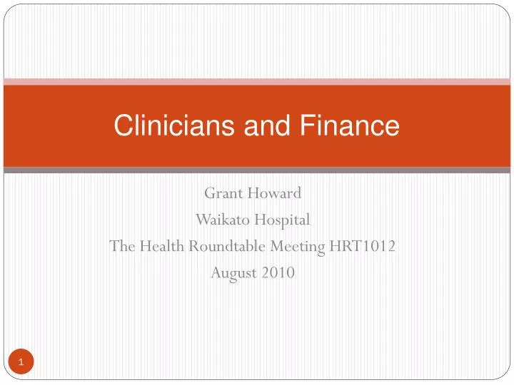 clinicians and finance